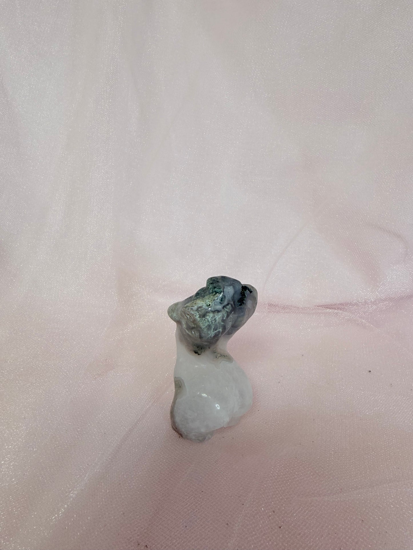 Moss Agate Goddess Carving