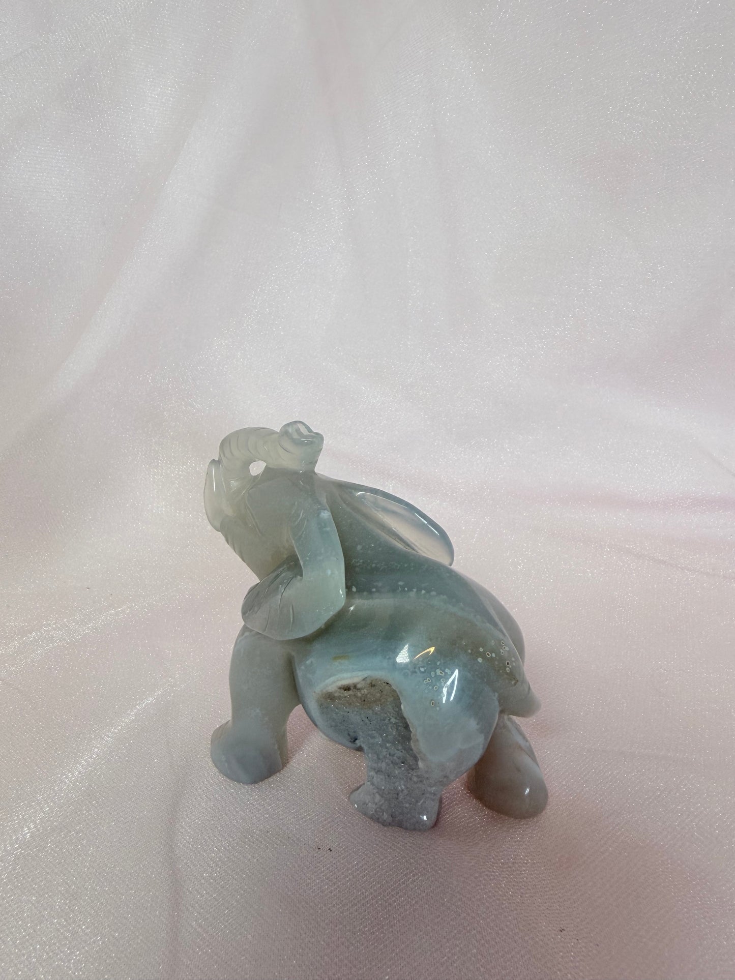 Carved Agate Druzy Elephant