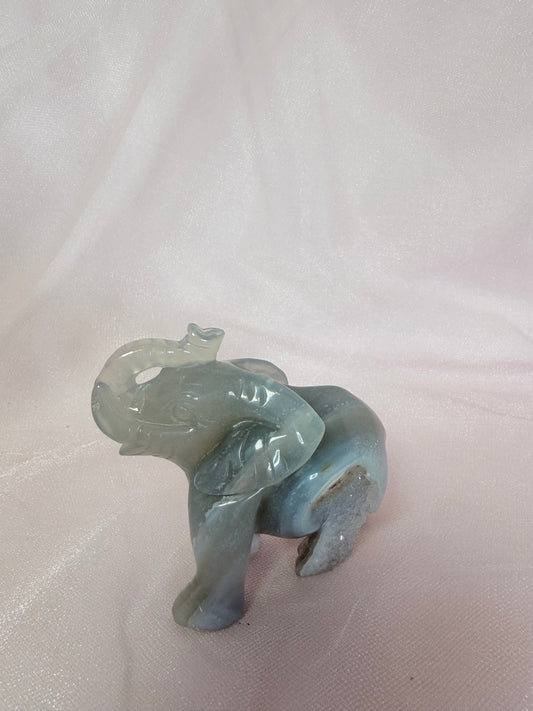 Carved Agate Druzy Elephant