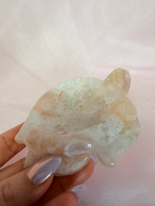 Flower Agate Turtle Bowl