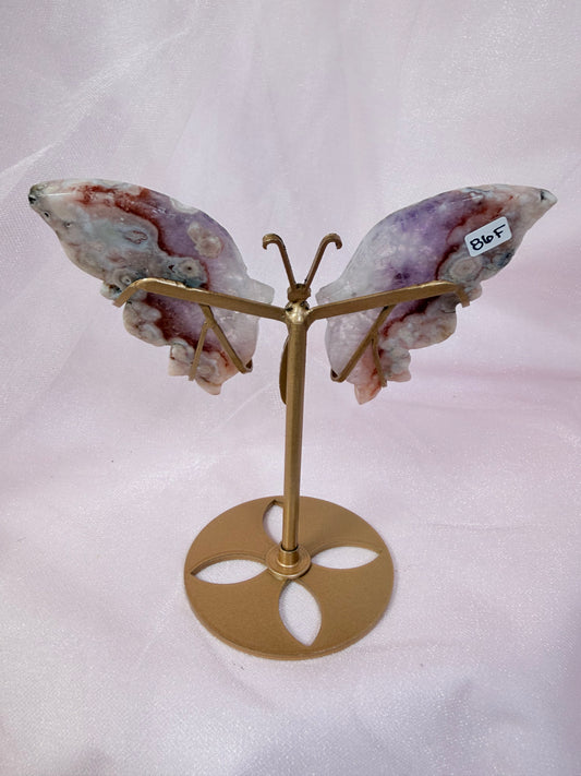 Pink Flower Amethyst Butterfly on Stand