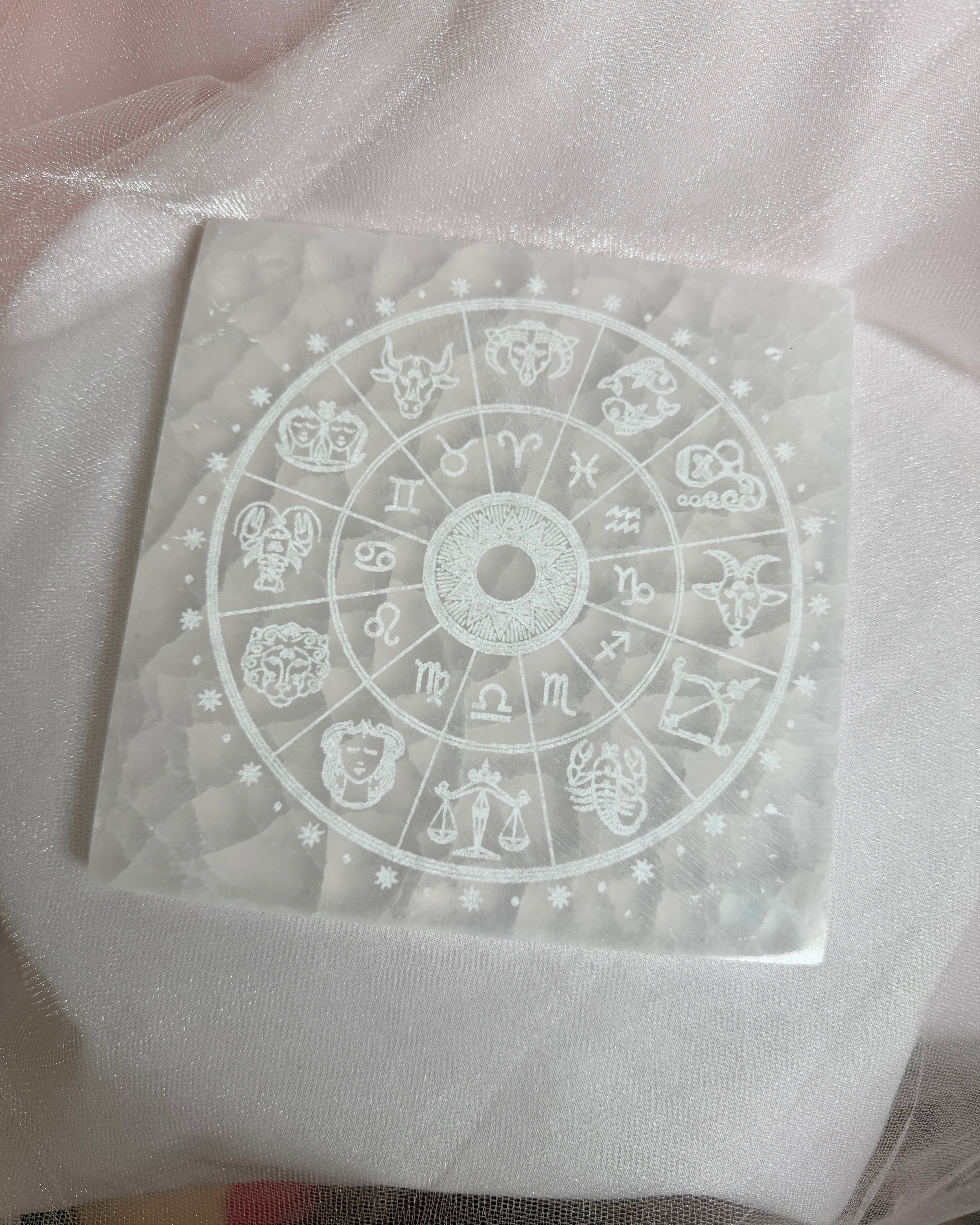 Selenite Zodiac Slab