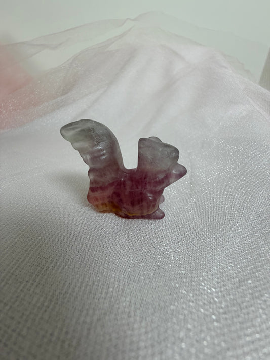 Rainbow Fluorite Squirrel Carving