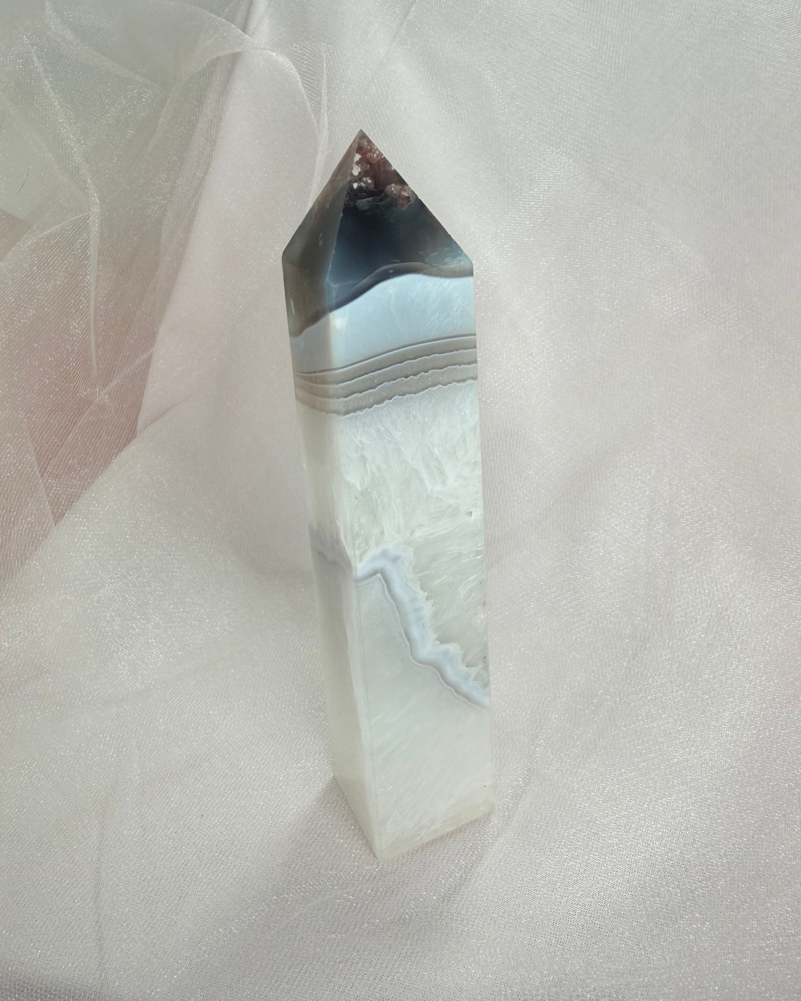 Blue and White Agate Tower