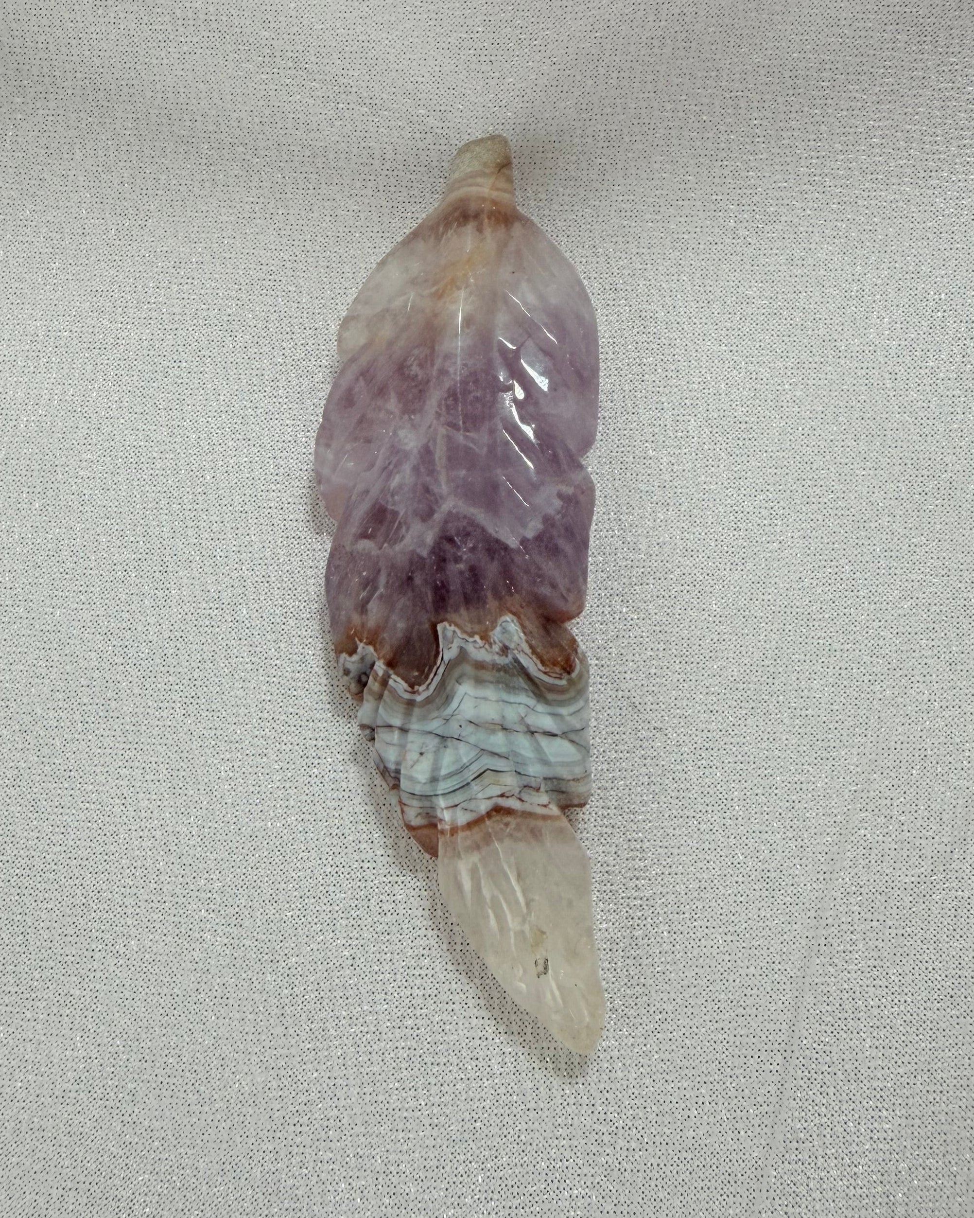 Small Lace Amethyst Carved Feather 18C