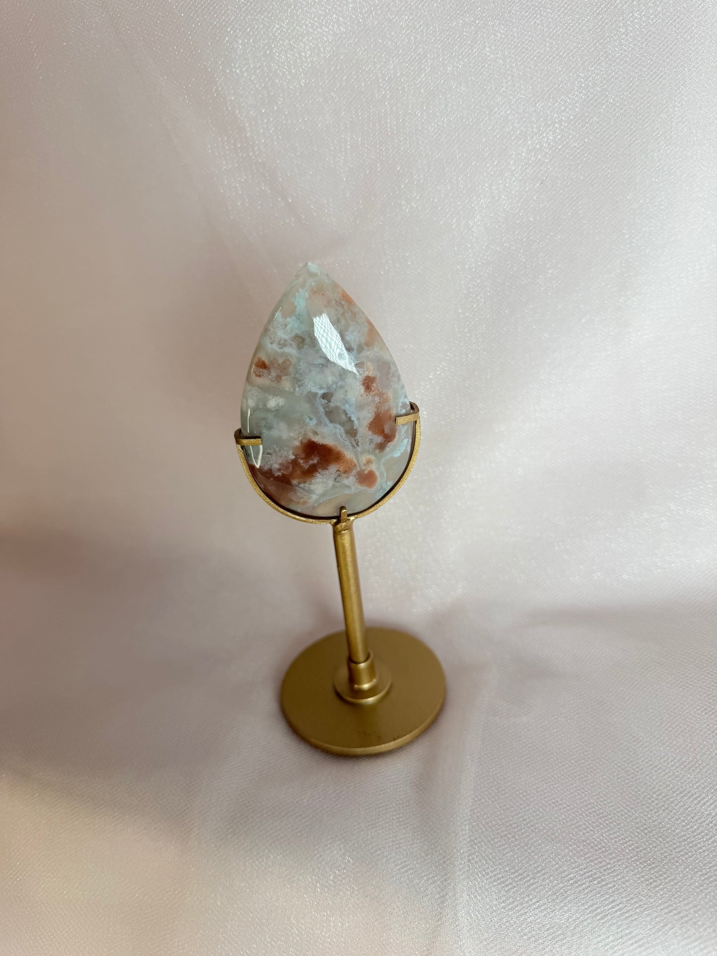 Carnelian Flower Agate Flame on Stand