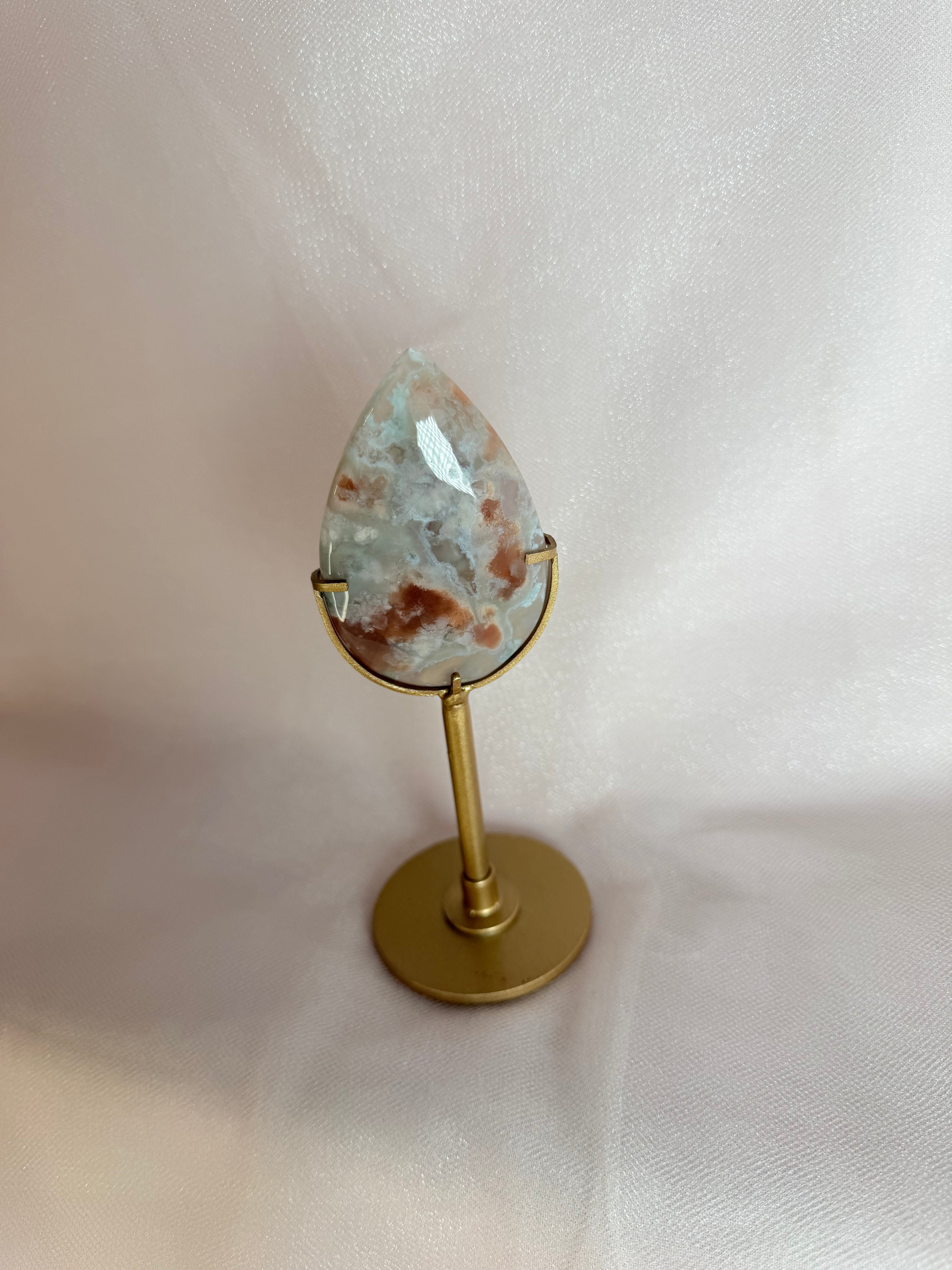 Carnelian Flower Agate Flame on Stand