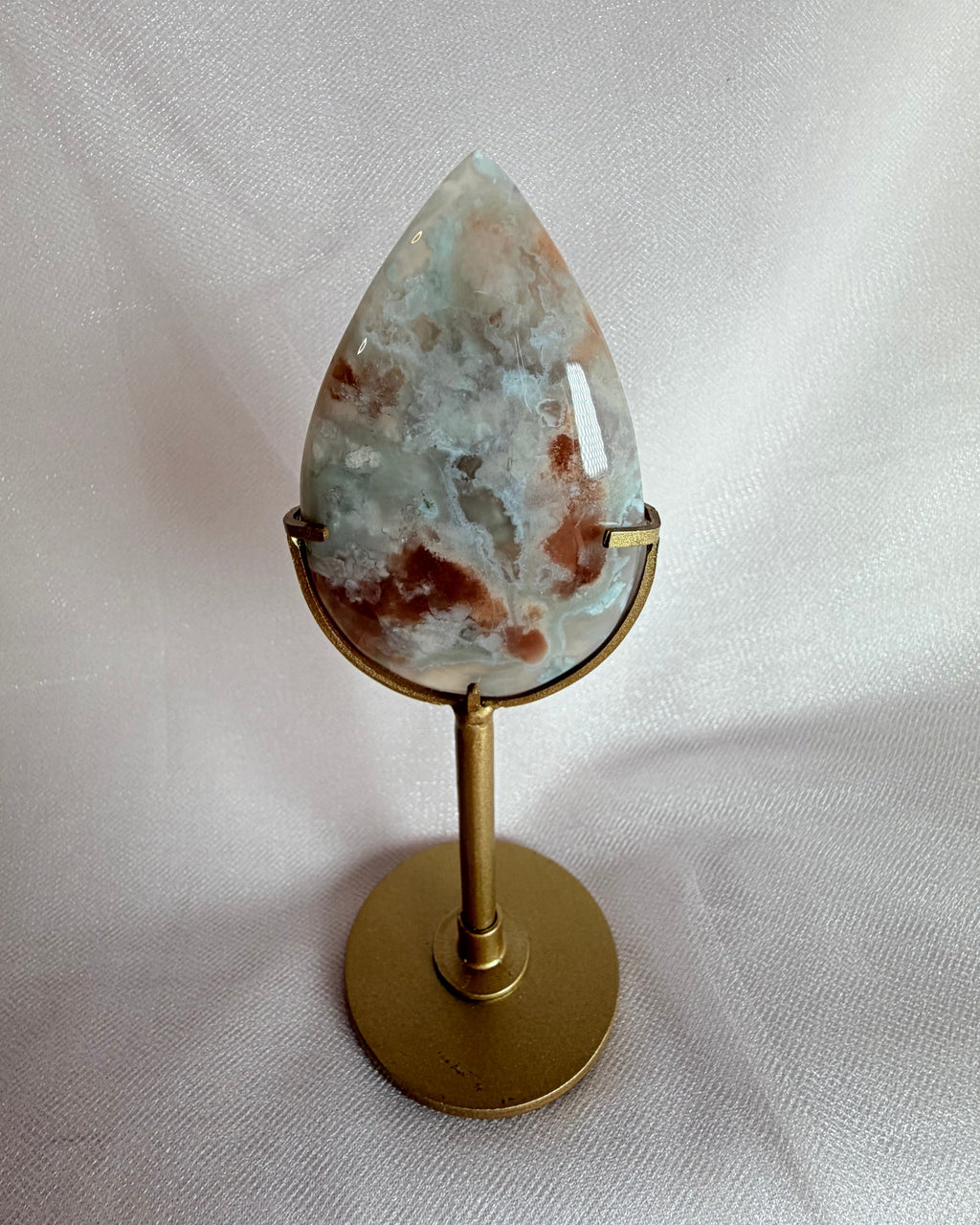 Carnelian Flower Agate Flame on Stand