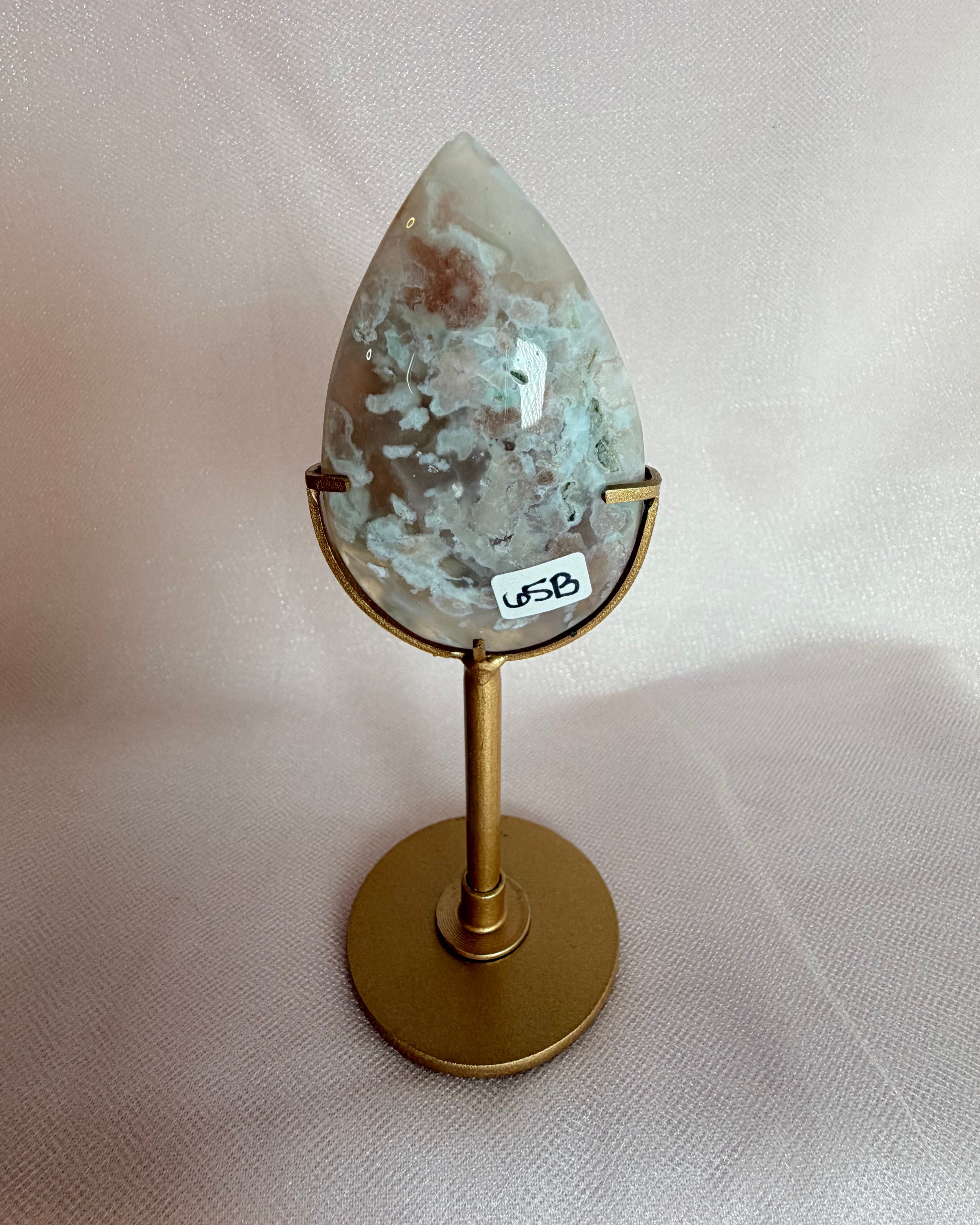 Carnelian Flower Agate Flame on Stand