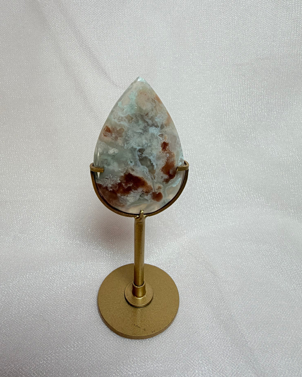 Carnelian Flower Agate Flame on Stand