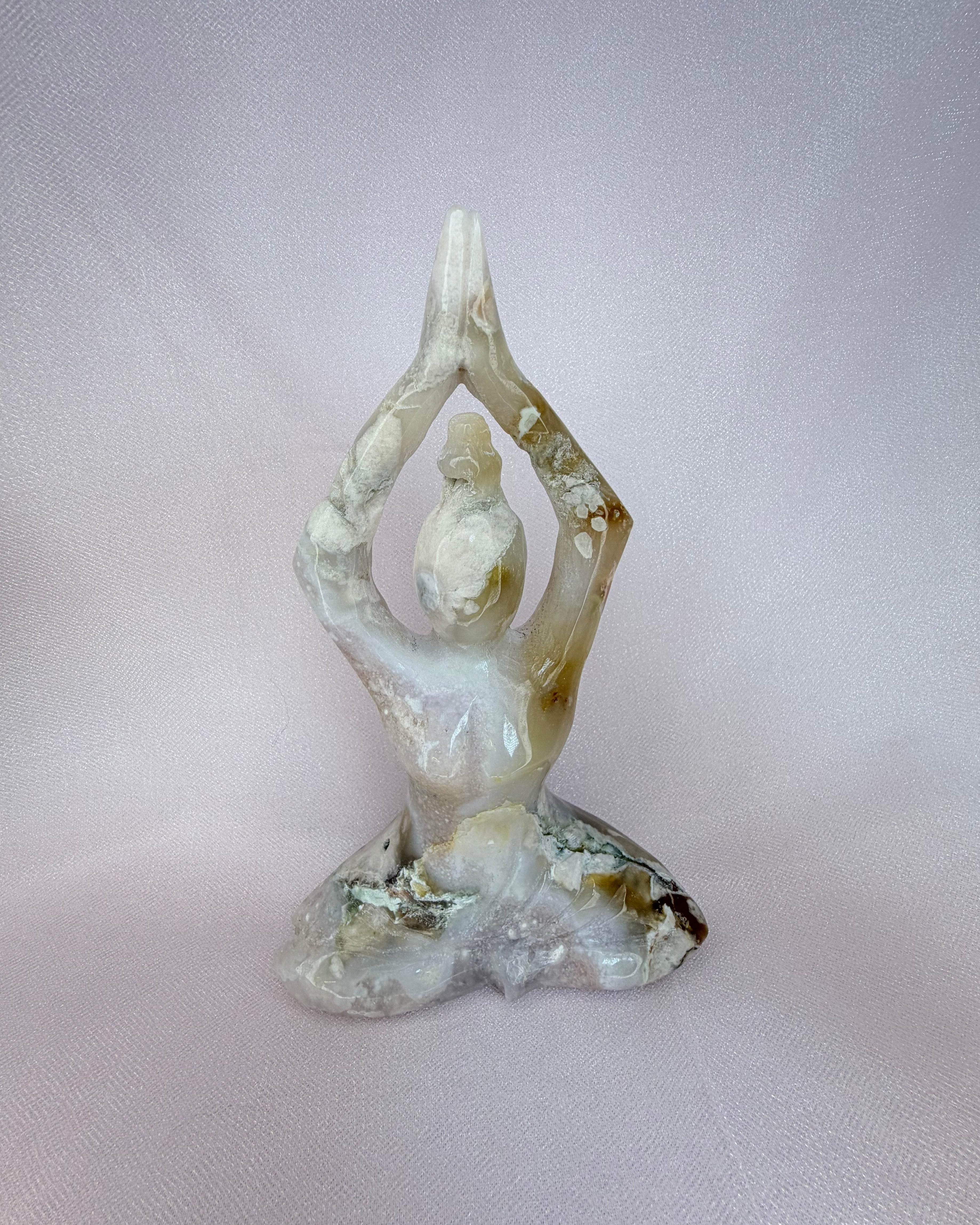 Flower Agate Yoga Goddess Statue