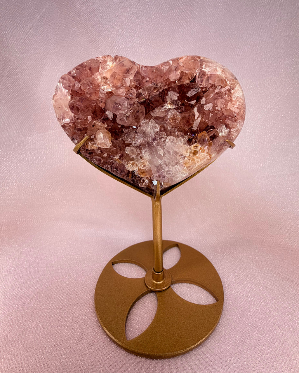 Pink Amethyst Heart on Stand