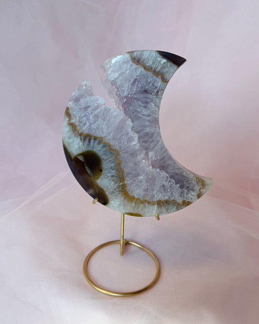 Amethyst Druzy Moon on Stand