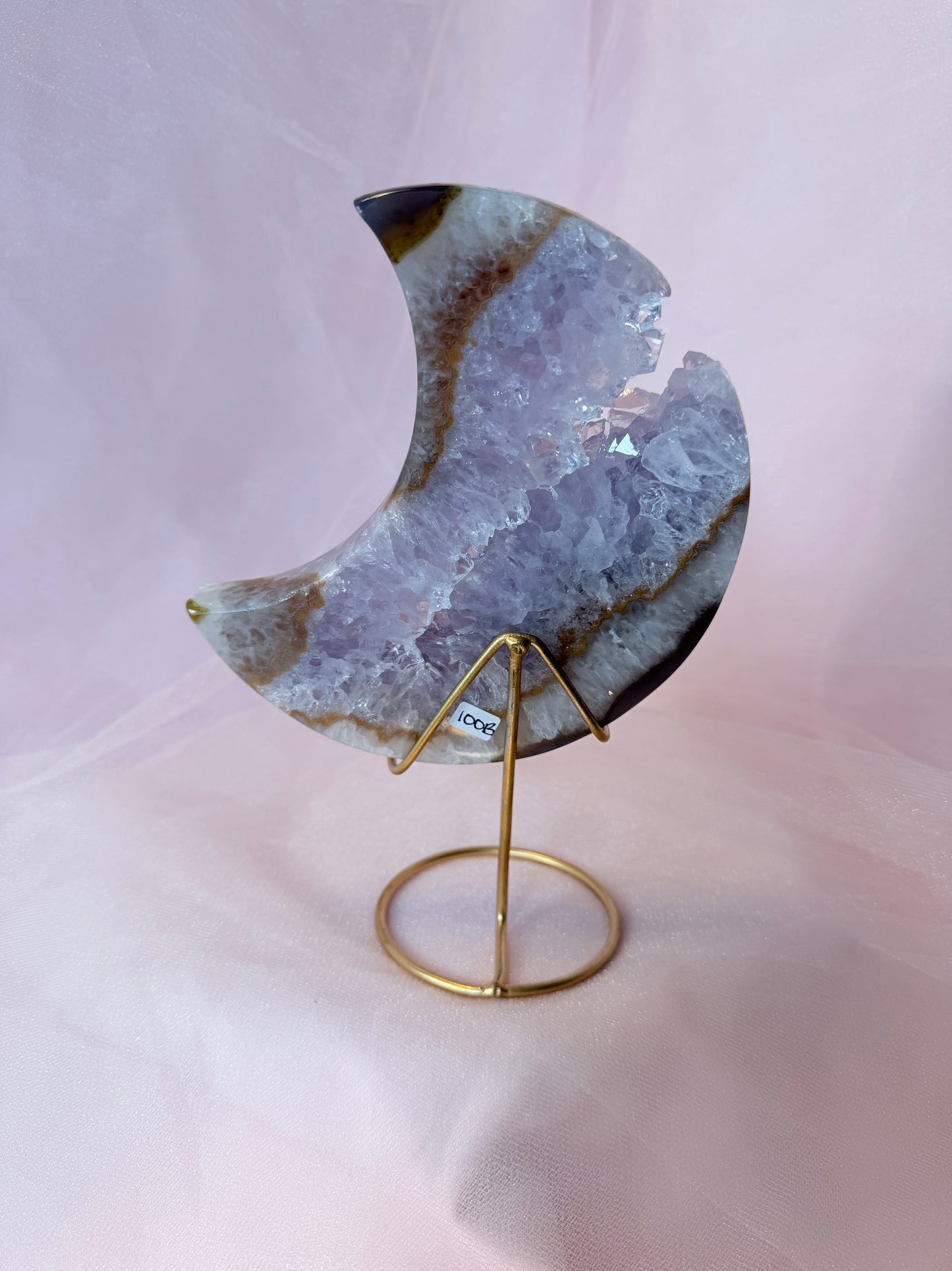 Amethyst Druzy Moon on Stand