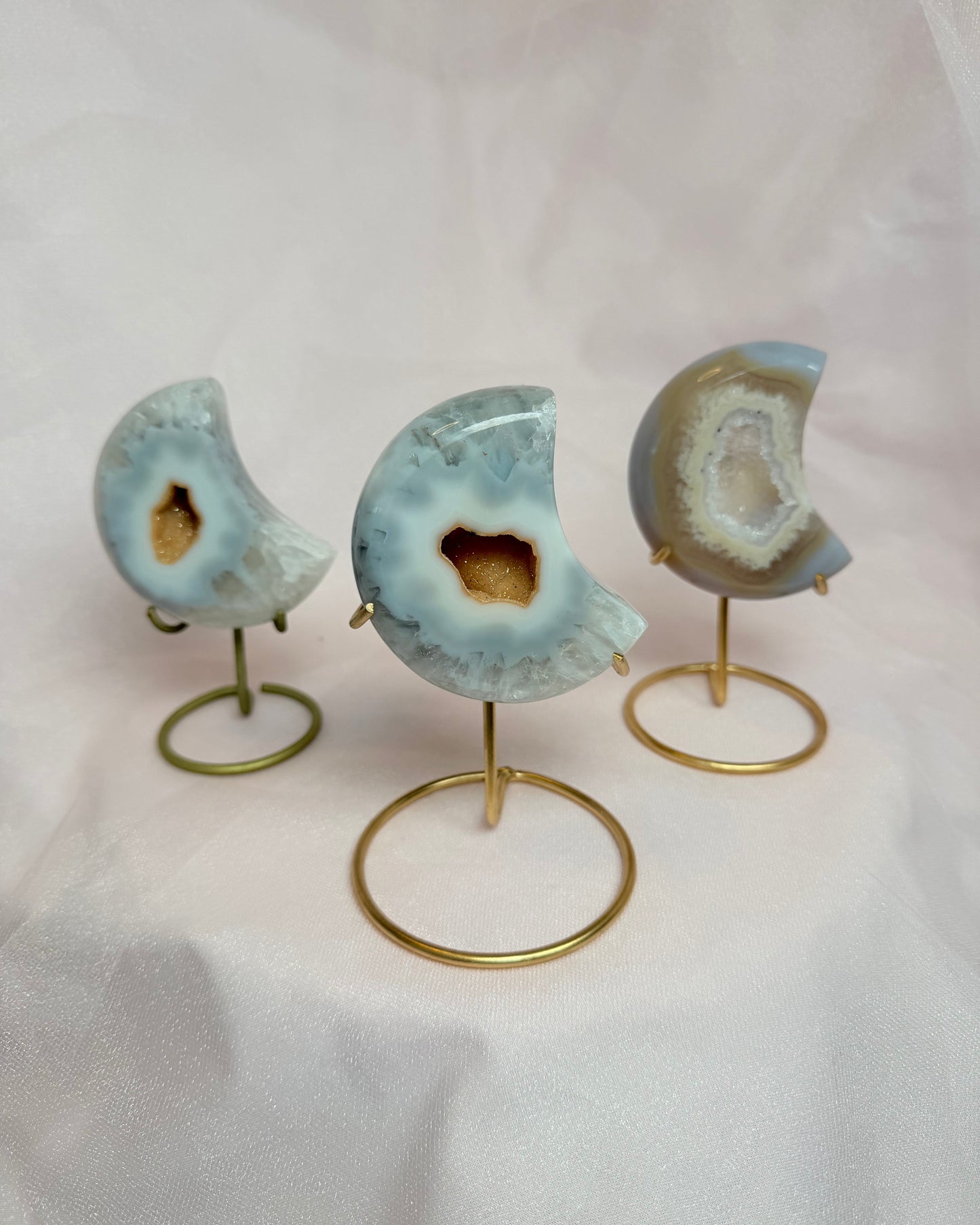 Agate Druzy Moon on Stand