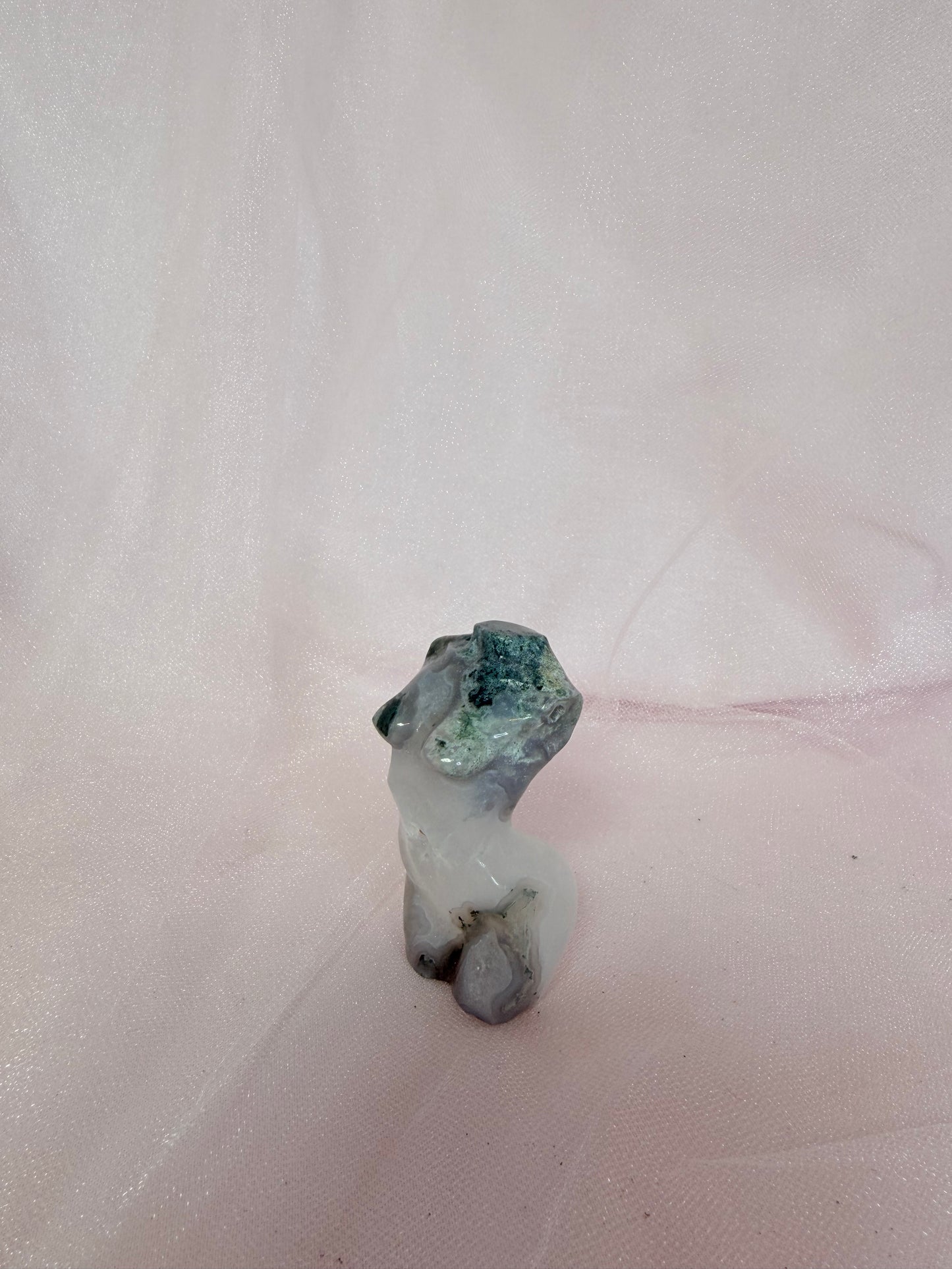 Moss Agate Goddess Carving
