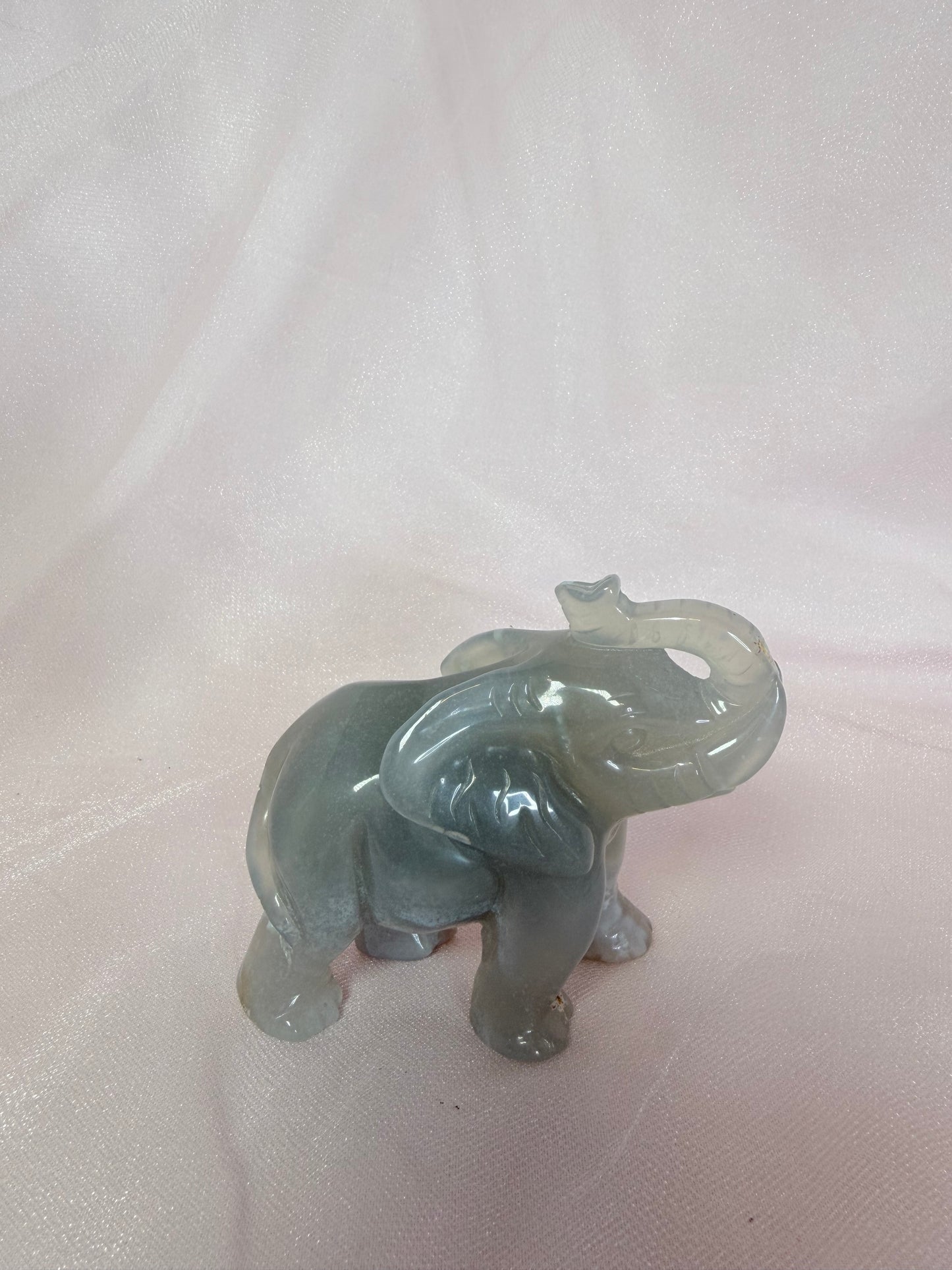 Carved Agate Druzy Elephant