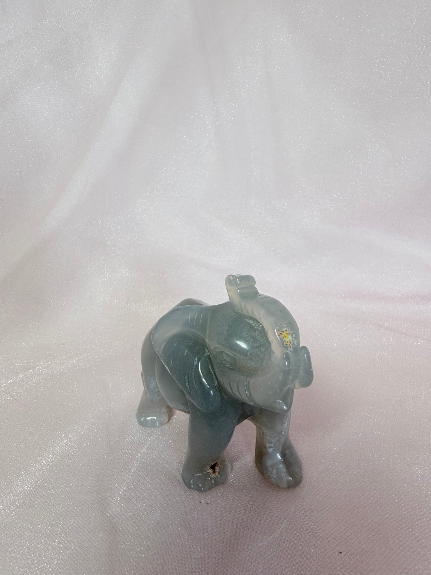 Carved Agate Druzy Elephant
