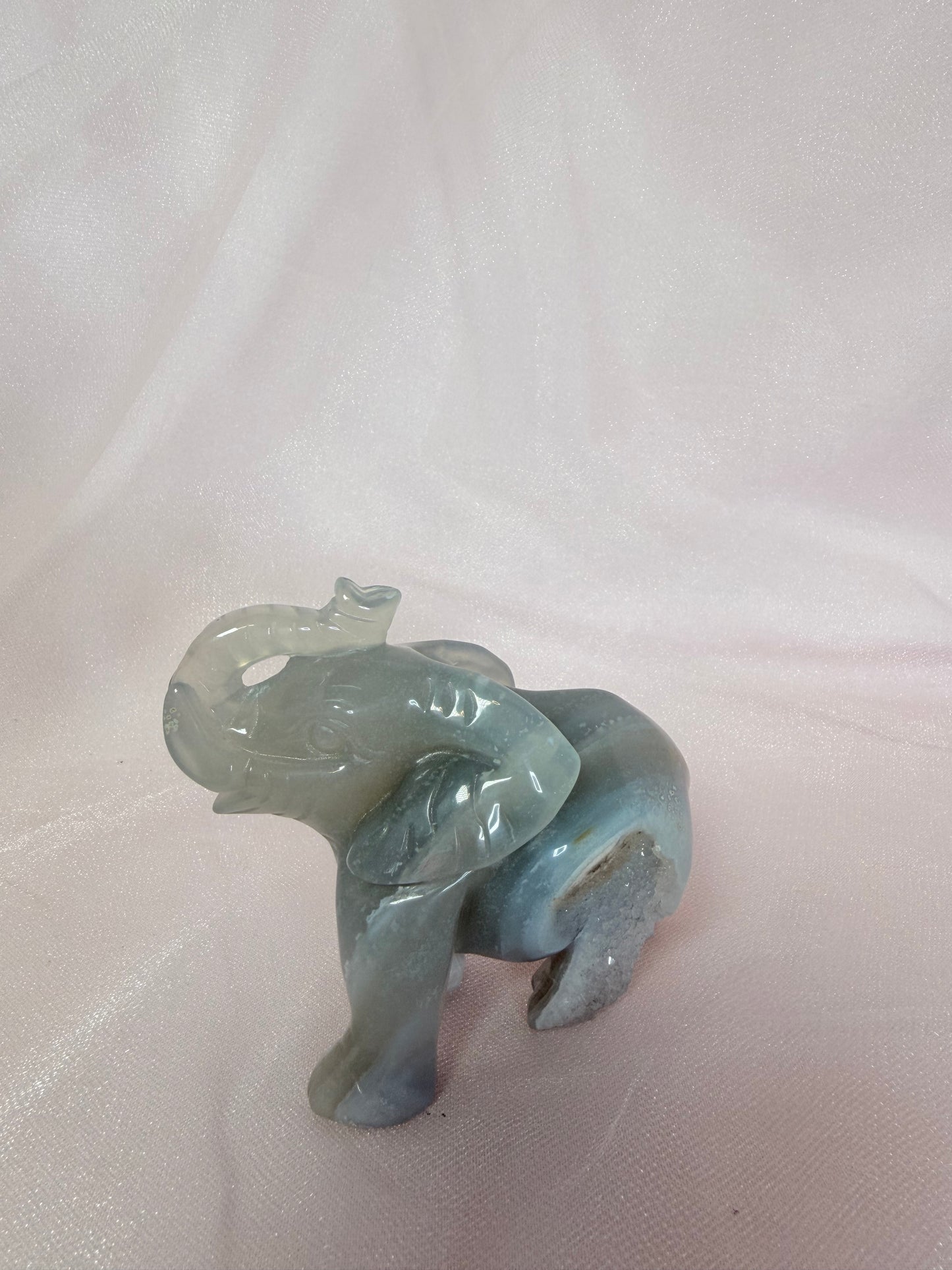 Carved Agate Druzy Elephant