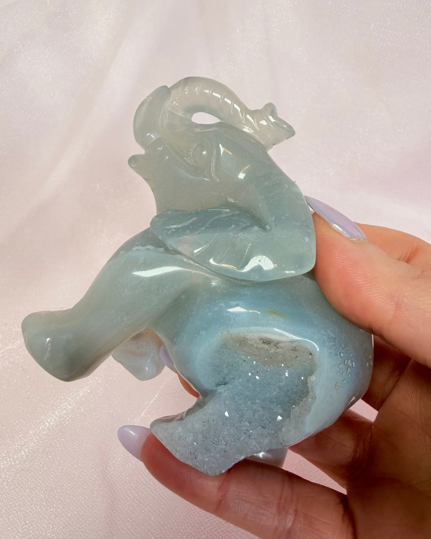 Carved Agate Druzy Elephant
