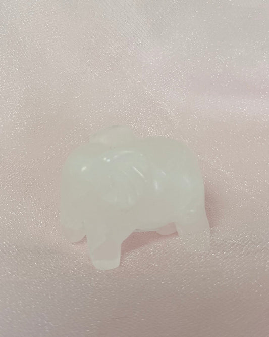 Carved Clear Quartz Elephant