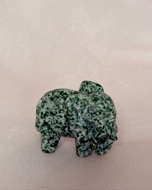 Mini Carved Qinghai Jade Elephant