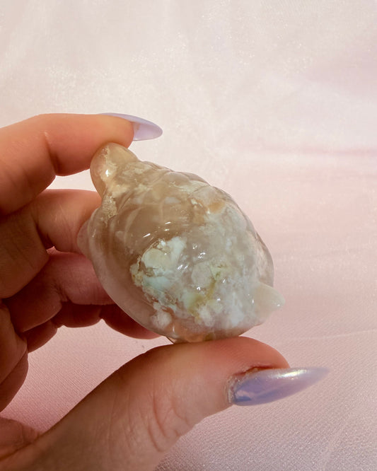 Flower Agate Turtle Carving