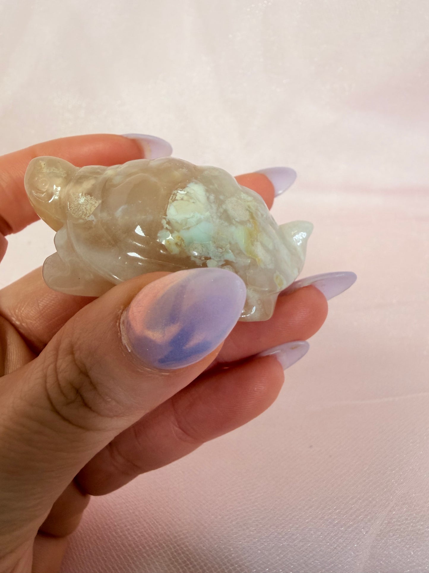Flower Agate Turtle Carving
