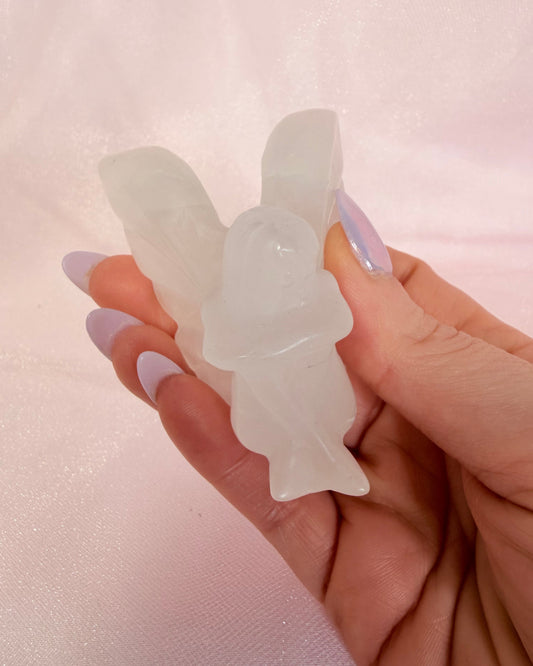 Clear Quartz Sitting Fairy Carving