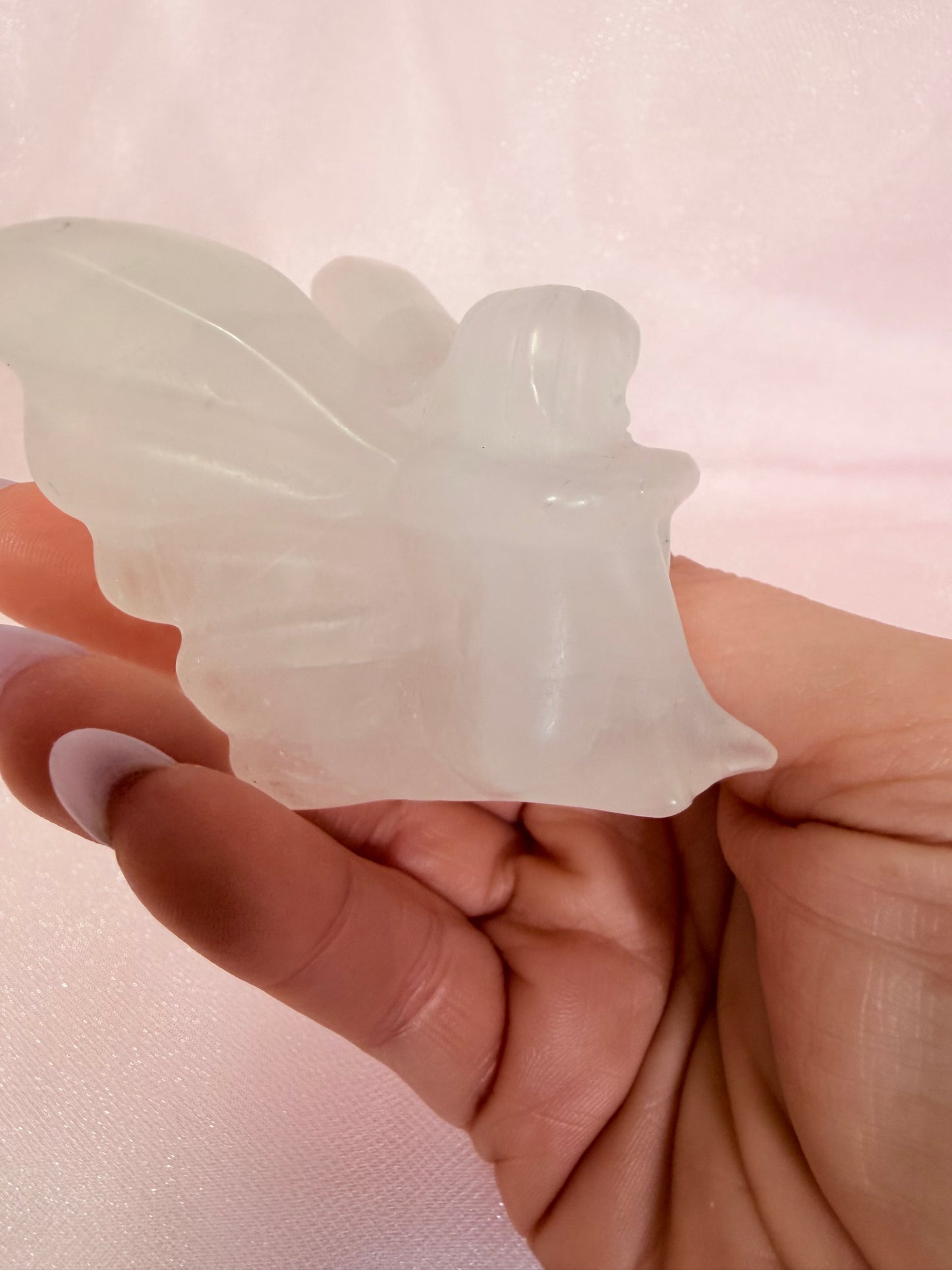 Clear Quartz Sitting Fairy Carving