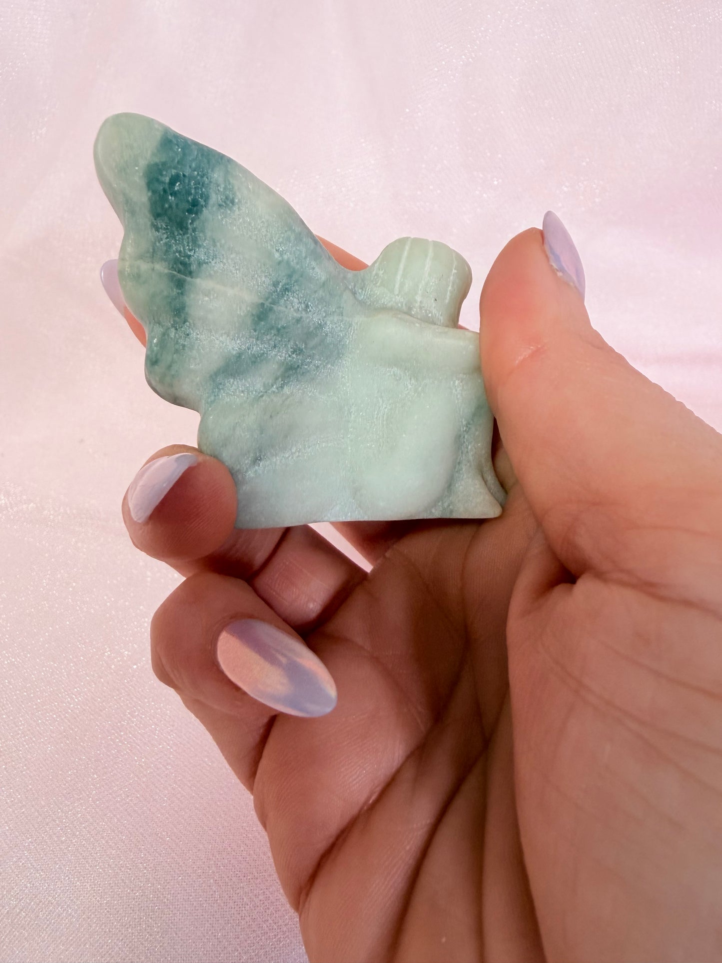 Blue Opal Sitting Fairy Carving