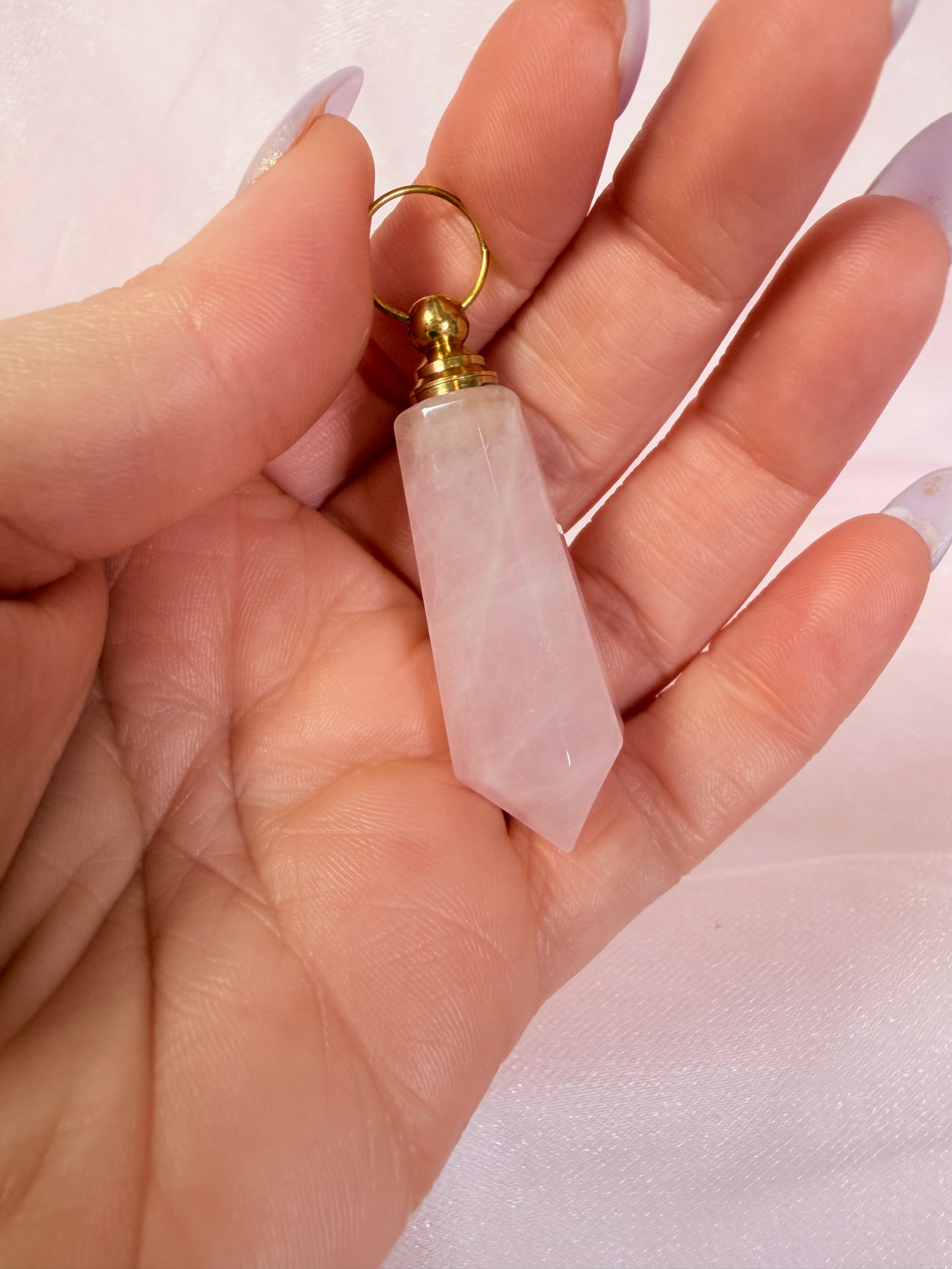Rose Quartz Mini Perfume Bottle Keychain
