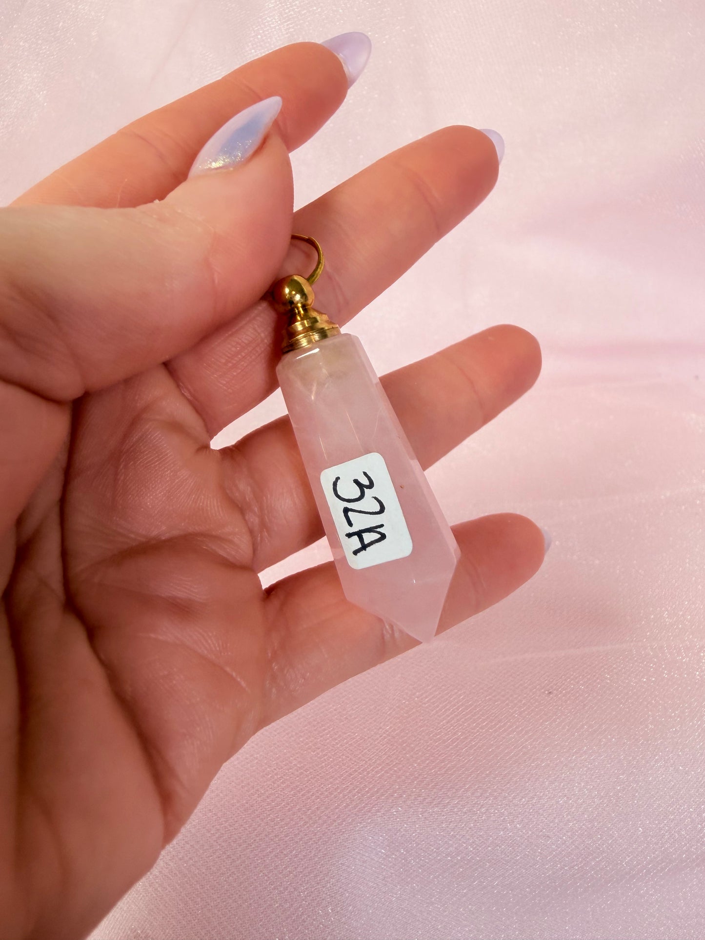 Rose Quartz Mini Perfume Bottle Keychain