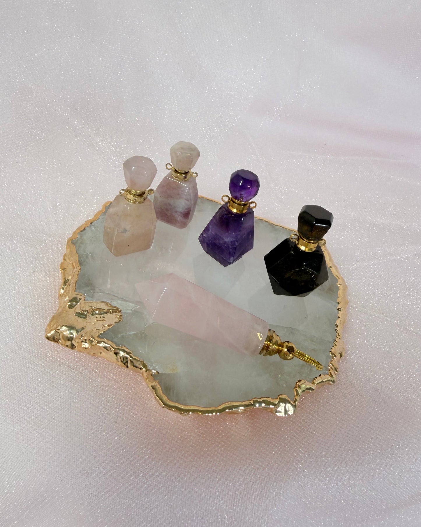 Rose Quartz Mini Perfume Bottle Keychain
