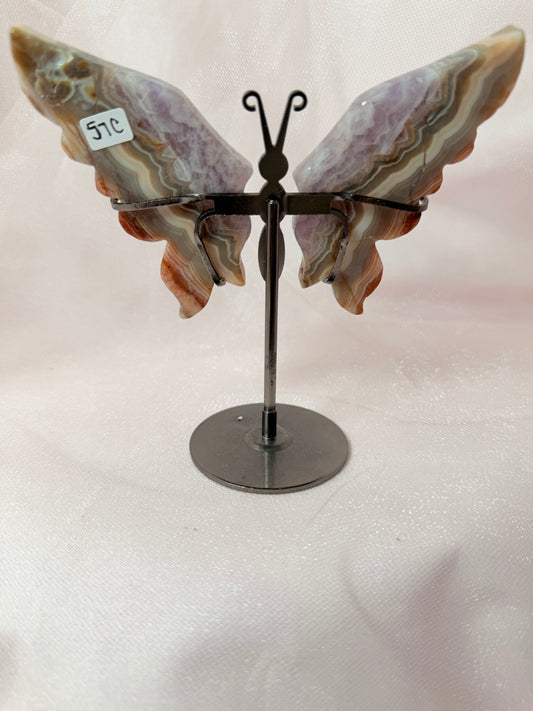 Crazy Lace Agate Butterfly on Stand