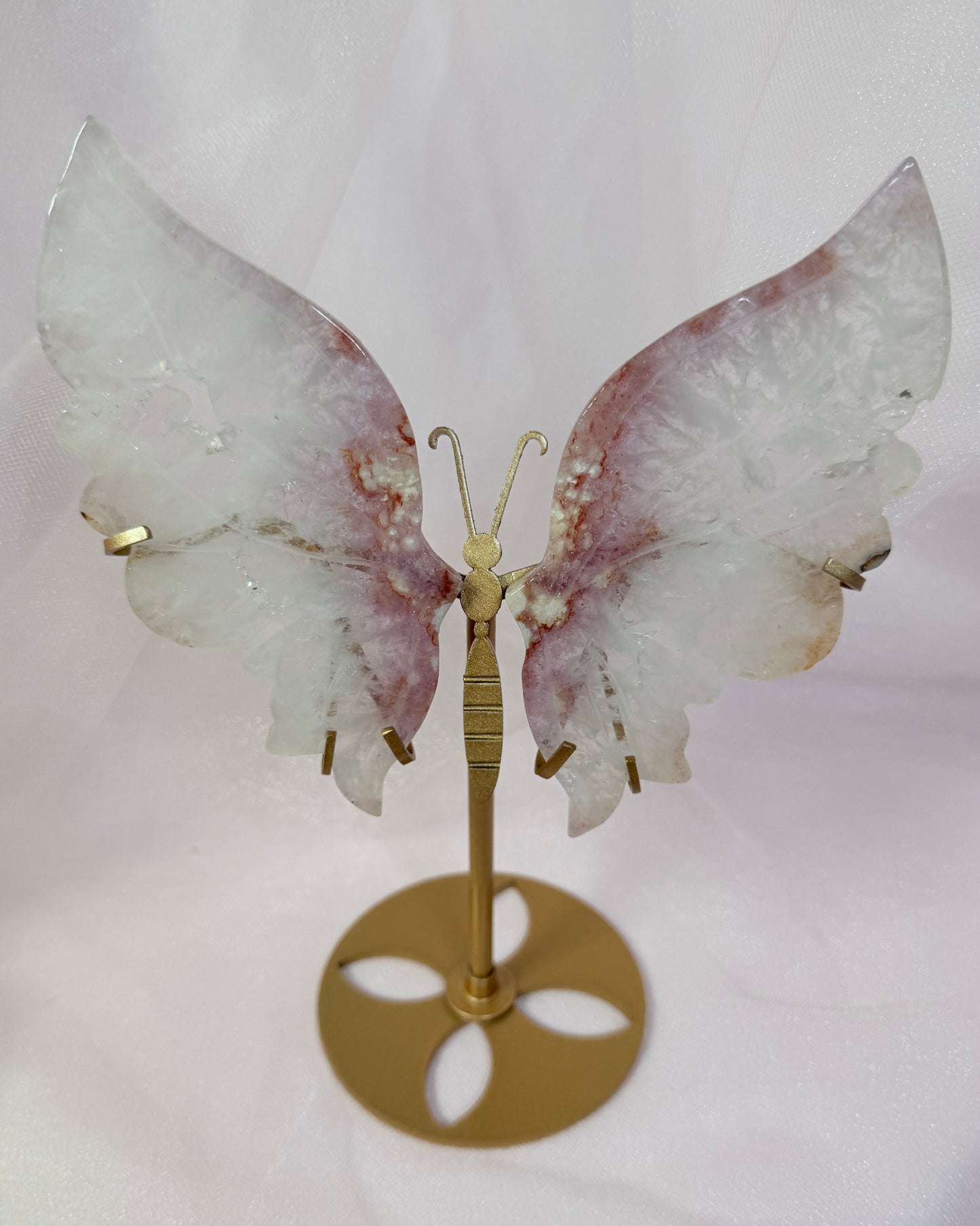 Pink Flower Amethyst Butterfly on Stand