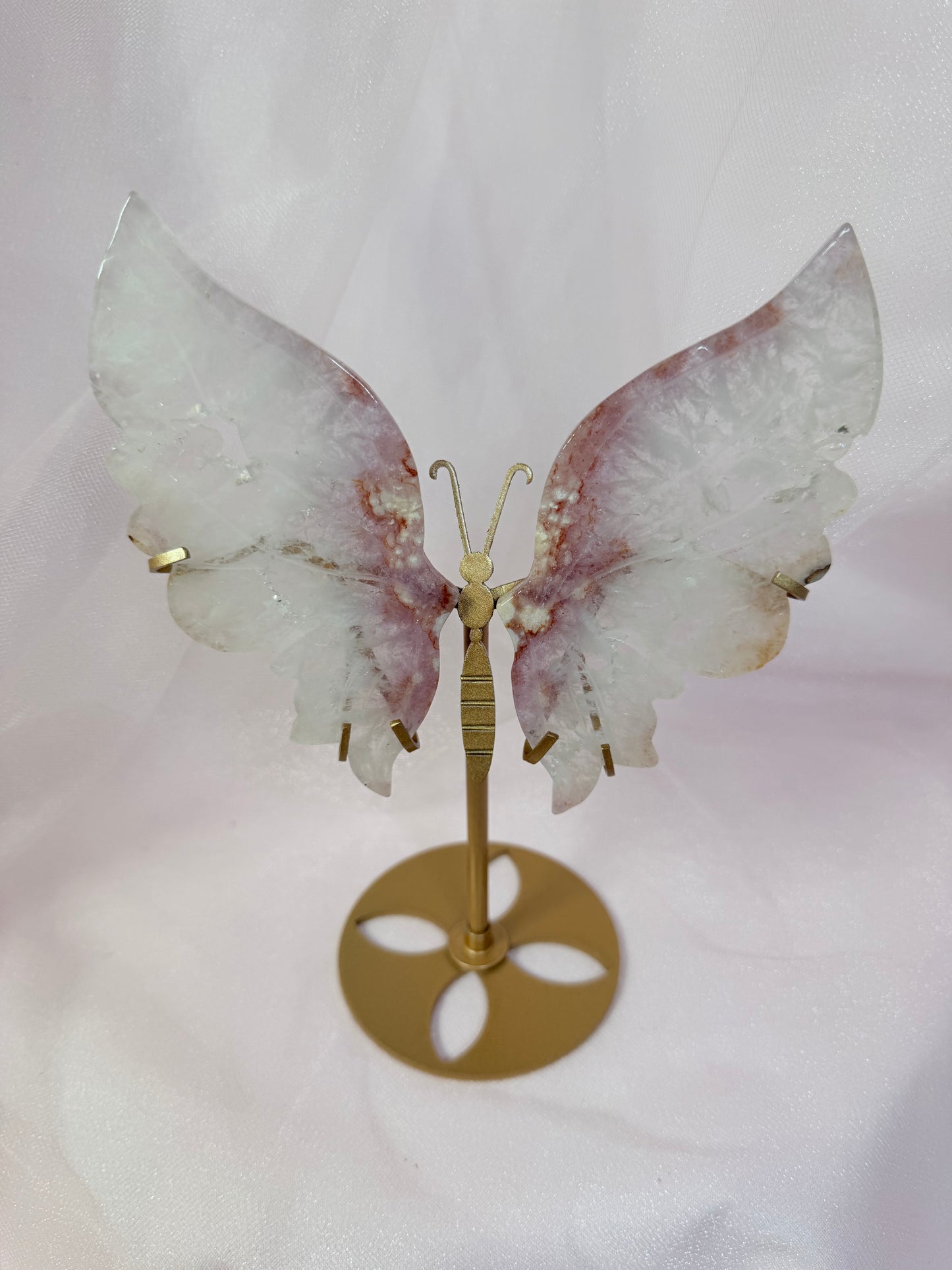 Pink Flower Amethyst Butterfly on Stand
