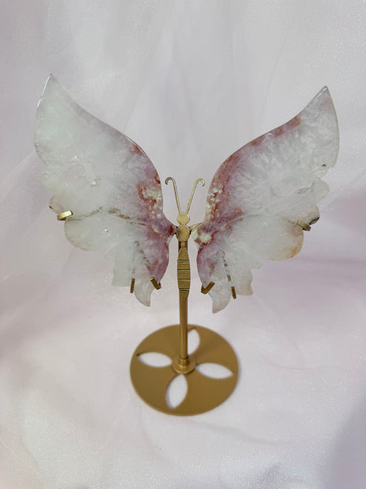 Pink Flower Amethyst Butterfly on Stand
