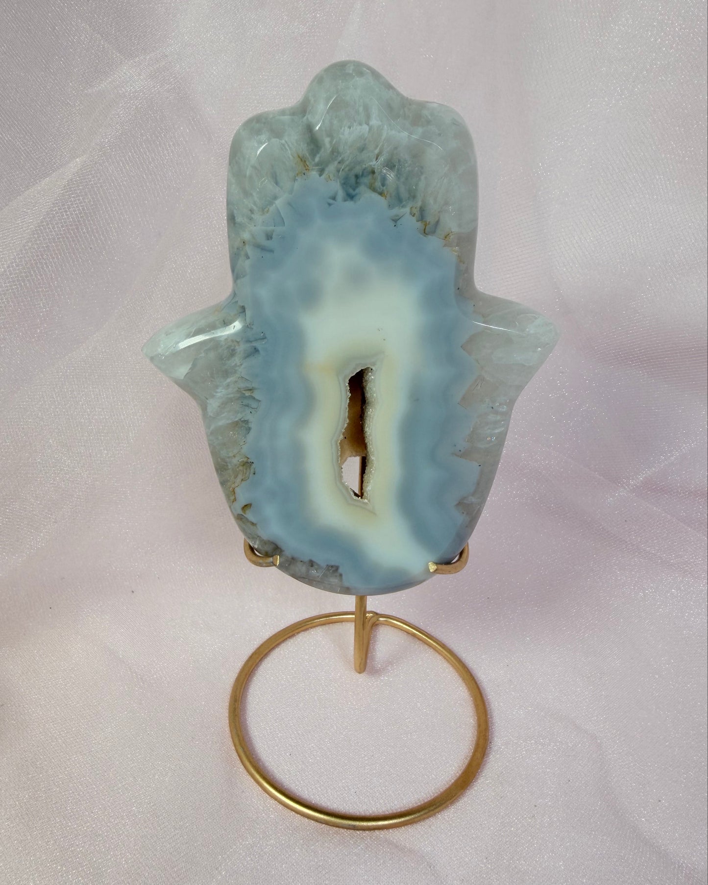 Agate Hamsa with Druzy