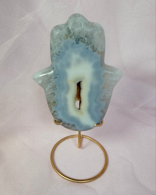 Agate Hamsa with Druzy