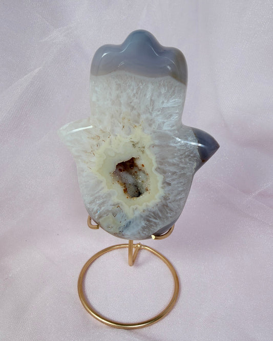 Agate Hamsa with Druzy