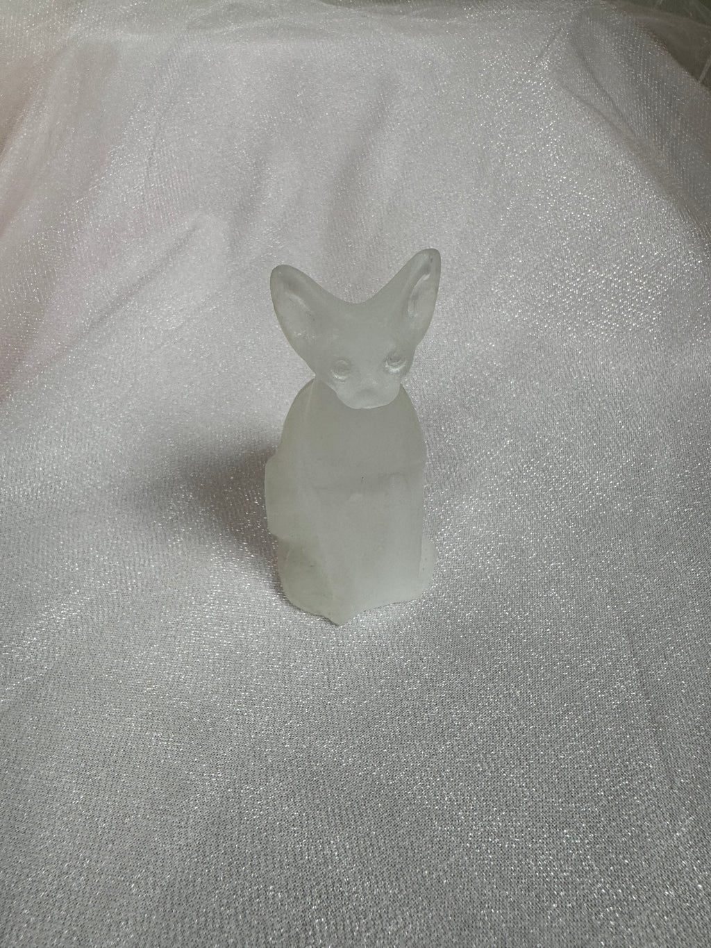 Selenite Cat Carving