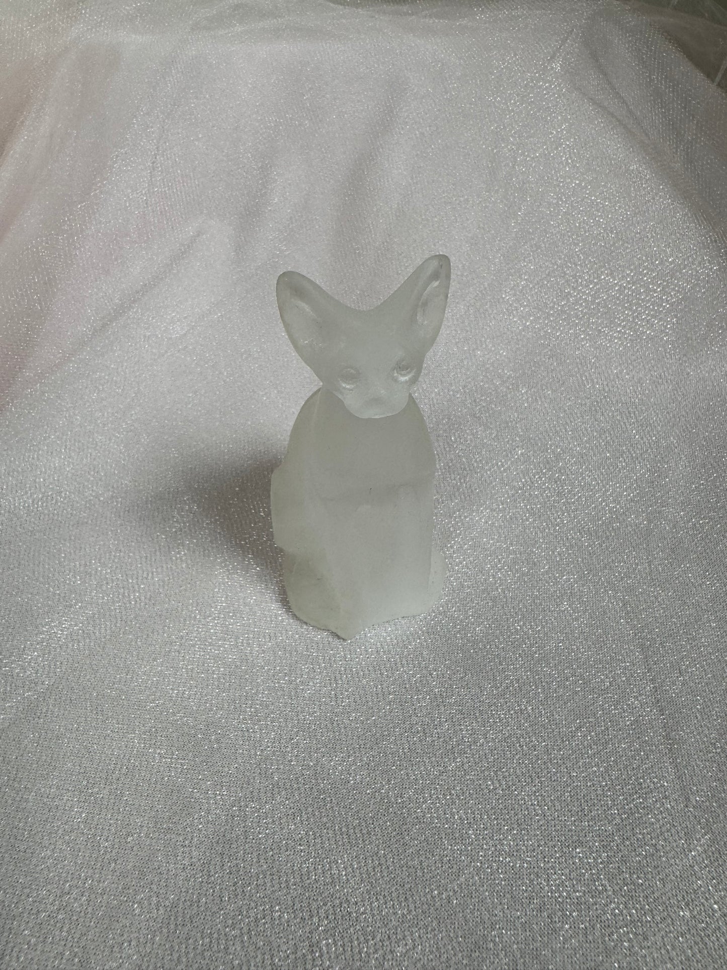 Selenite Cat Carving