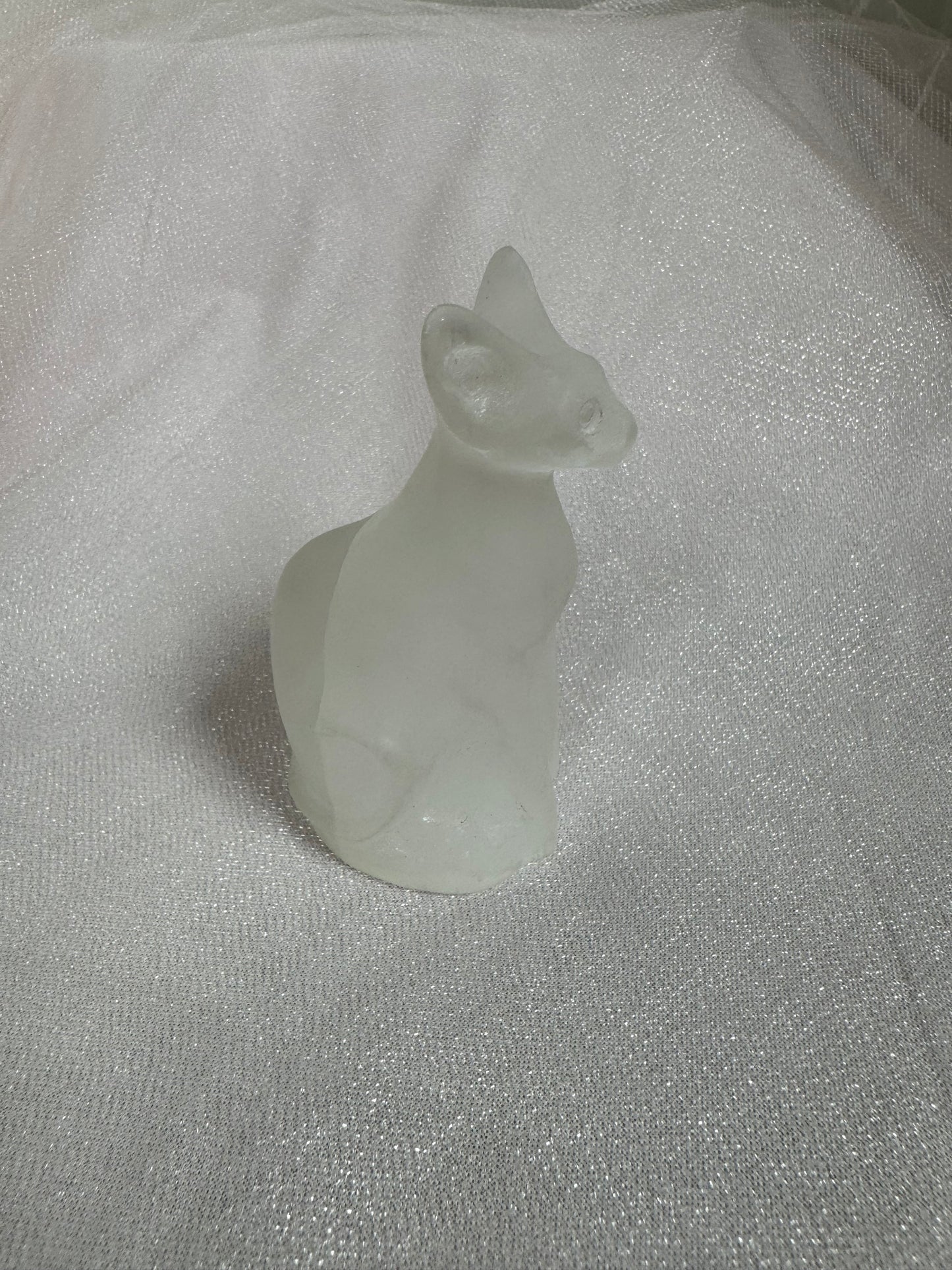 Selenite Cat Carving
