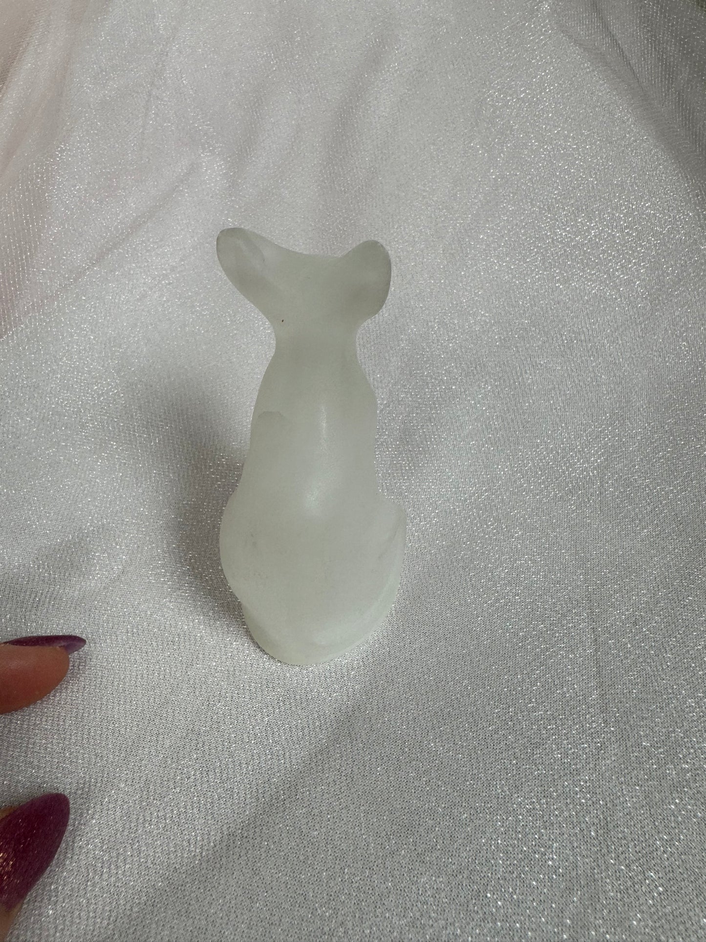 Selenite Cat Carving