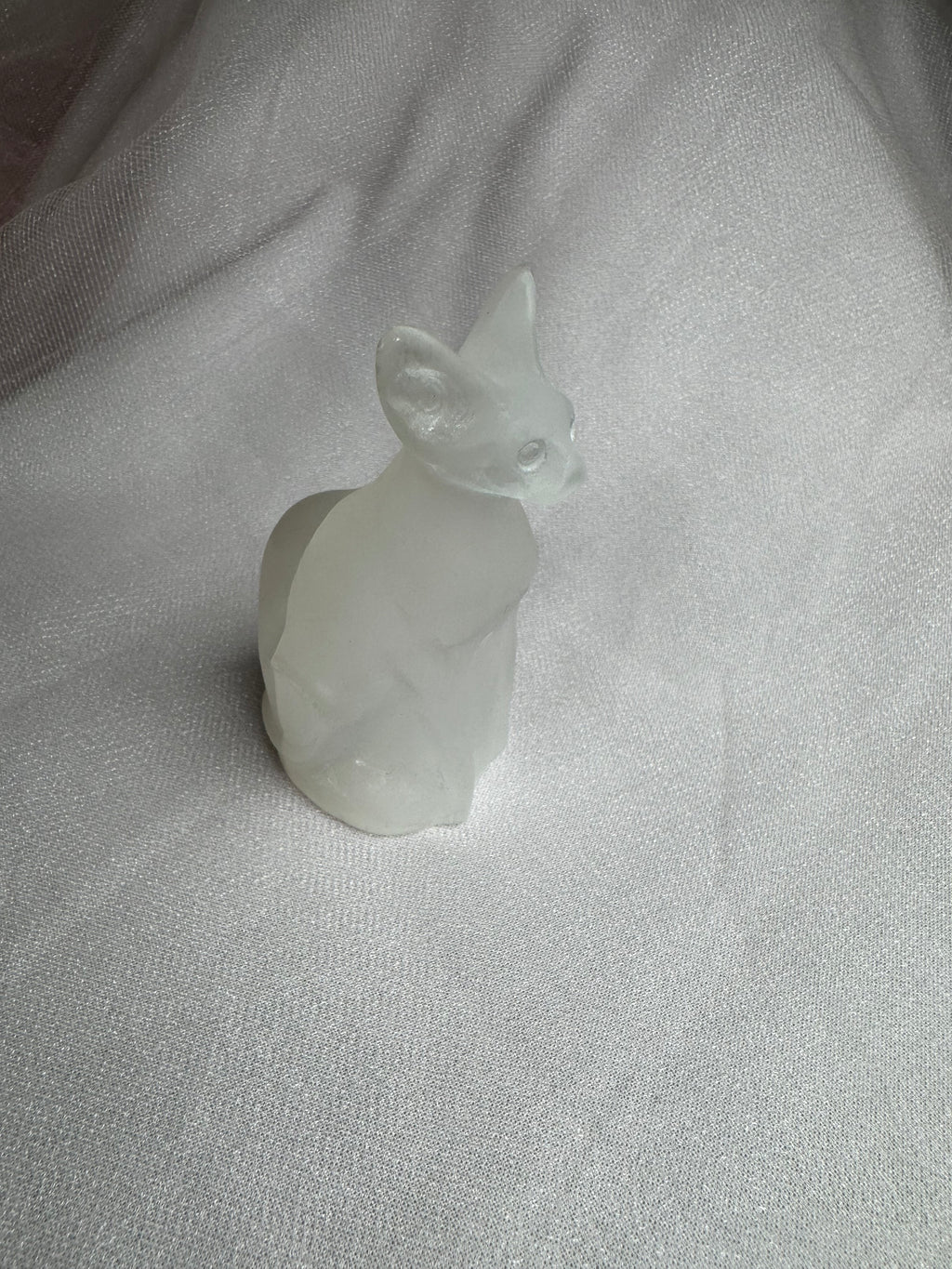 Selenite Cat Carving