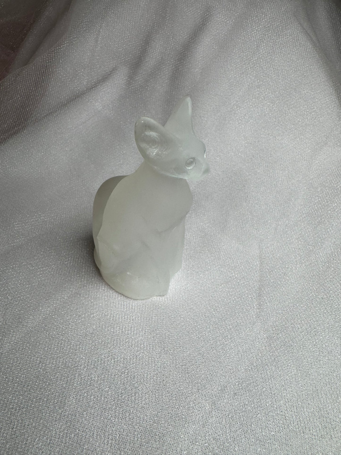 Selenite Cat Carving