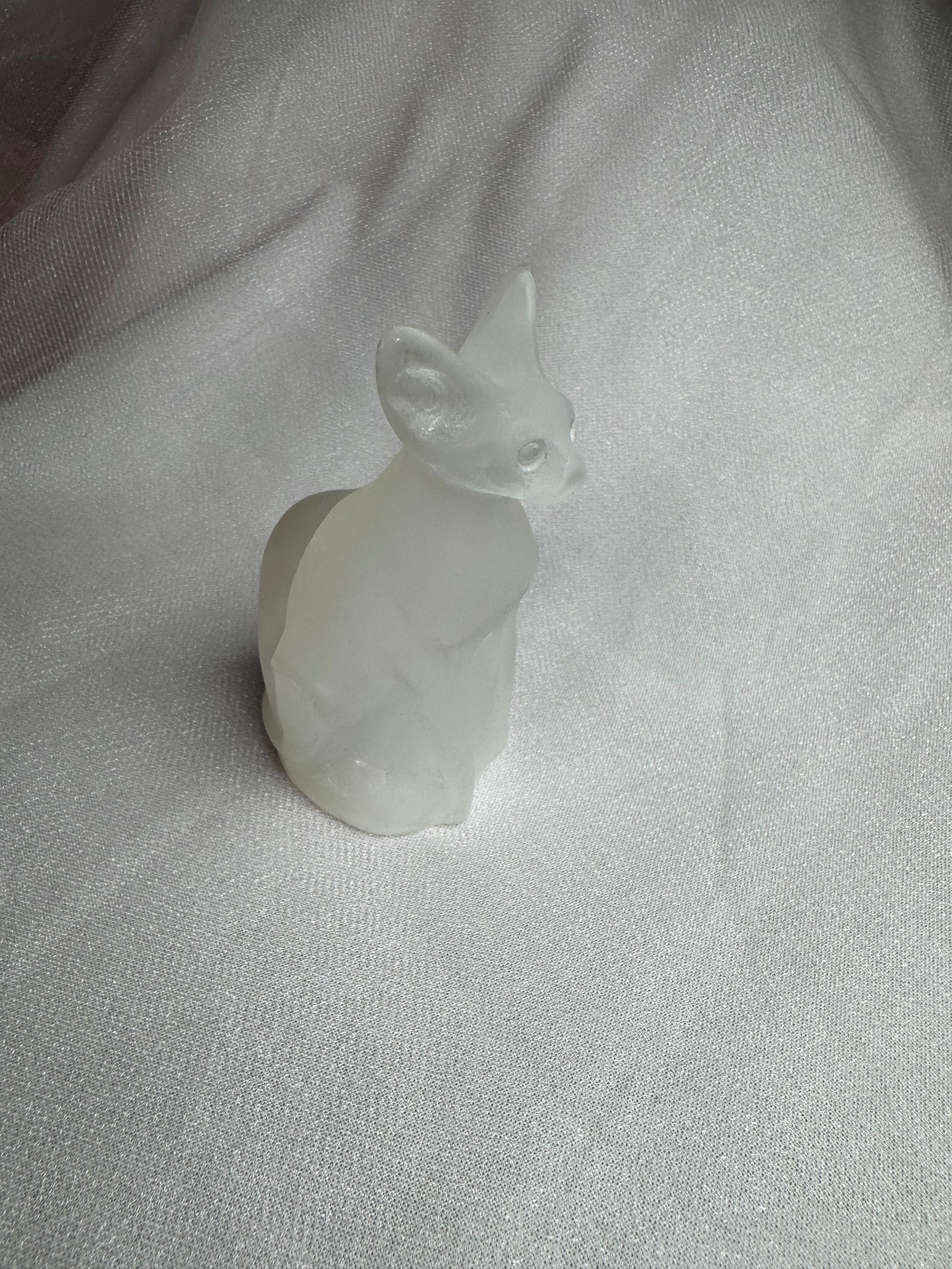 Selenite Cat Carving