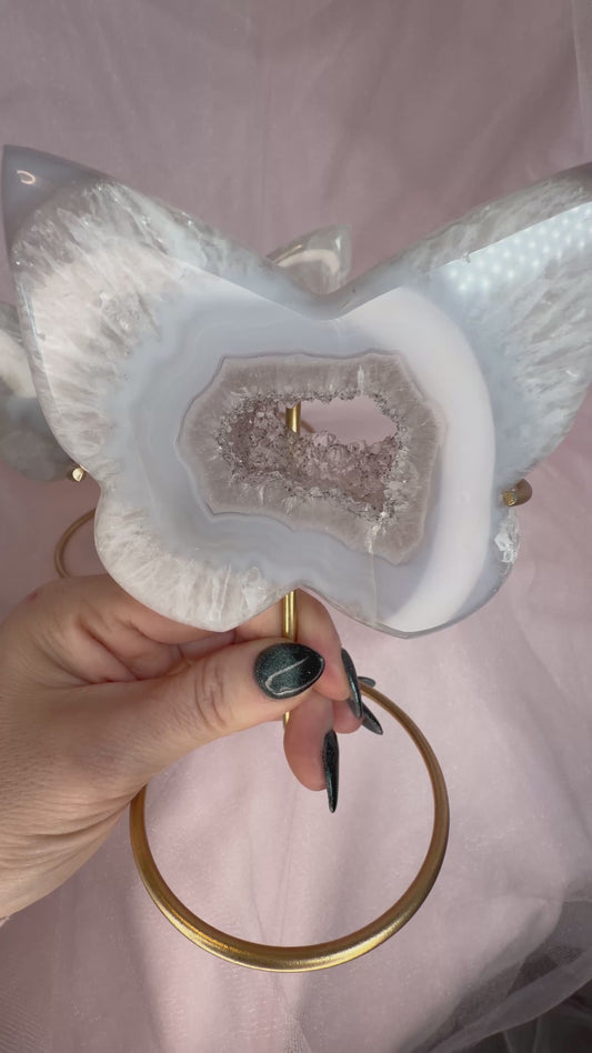 Agate Druzy Butterfly on Stand