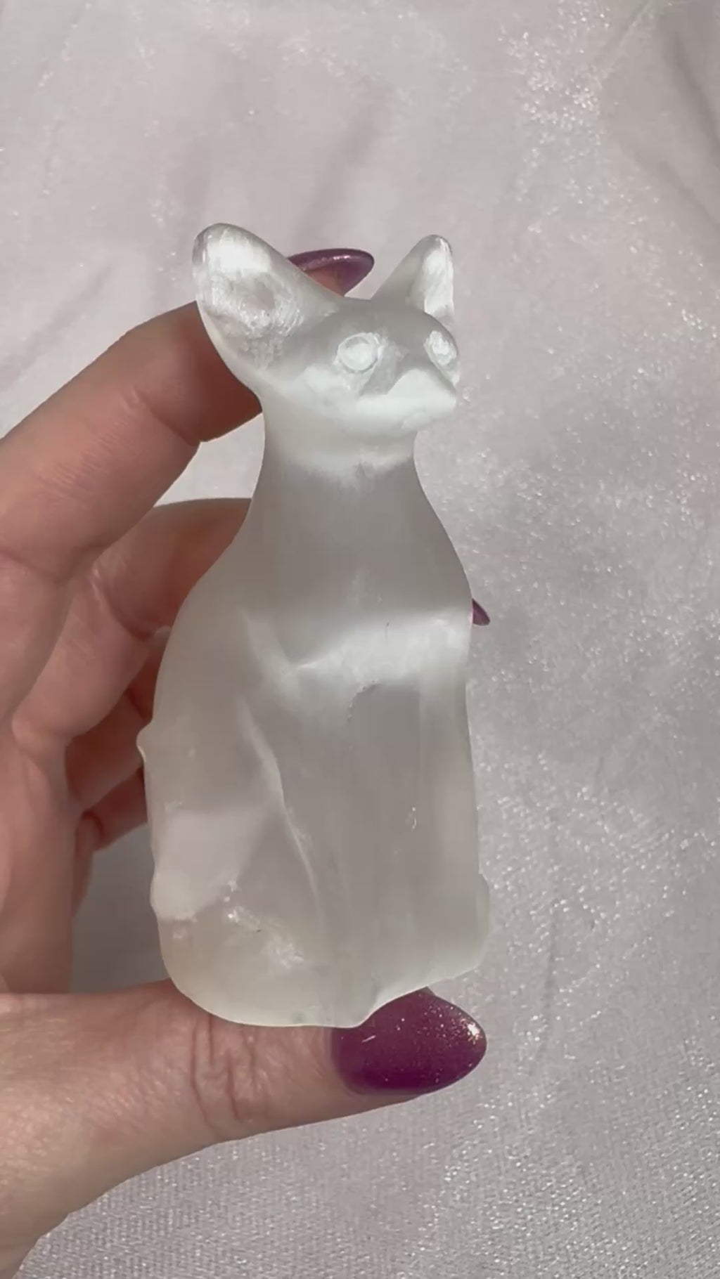 Selenite Cat Carving